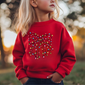 Christmas Lights Coquette Bow Kids Sweatshirt, Funny Xmas Shirt, Holiday Sweater for Children
